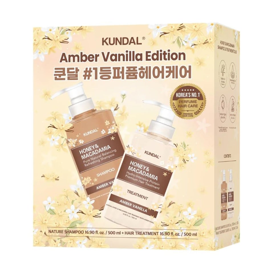 Набір для волосся Kundal Amber Vanilla Edition Honey &amp; Macadamia (шампунь, 500 мл + маска, 500 мл)